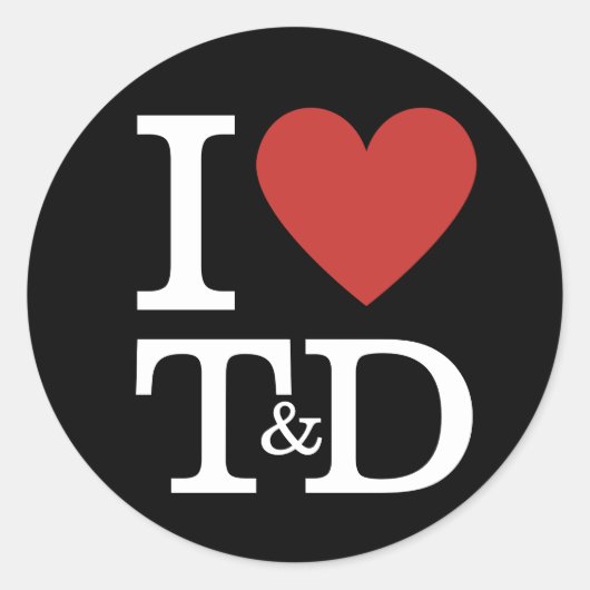 I ❤️ Love T & D Training & Ontwikkeling Personeel Ronde Sticker (Voorkant)