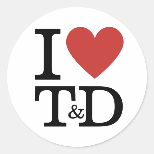 I ❤️ Love T & D Training & Ontwikkeling Personeel  Ronde Sticker (Voorkant)