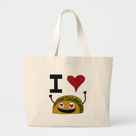 I Love Taco Bag Grote Tote Bag (Voorkant)