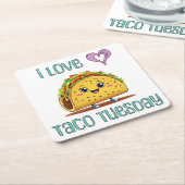 I Love Taco Tuesday Kartonnen Onderzetters (Schuin)