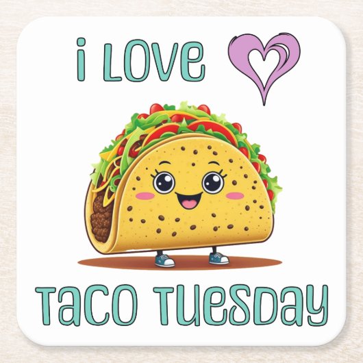 I Love Taco Tuesday Kartonnen Onderzetters (Voorkant)