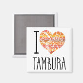 I Love Tambura Oranje Mandala Heart Magneet (Voorkant / Achterkant)