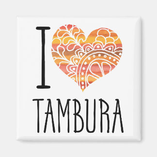 I Love Tambura Oranje Mandala Heart Magneet