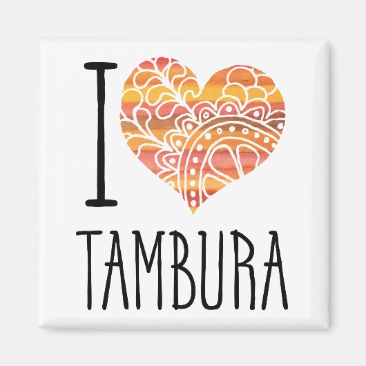 I Love Tambura Oranje Mandala Heart Magneet (Voorkant)
