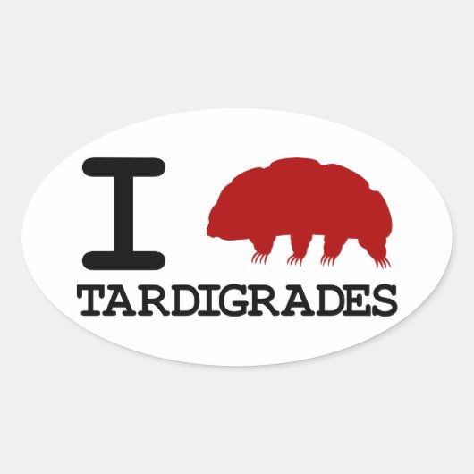 I Love Tardigrades Ovale Sticker (Voorkant)