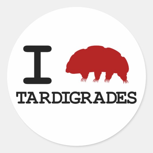 I Love Tardigrades Ronde Sticker (Voorkant)