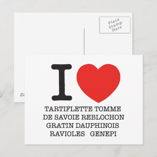 I Love Tartiflette Briefkaart (Voorkant / Achterkant)