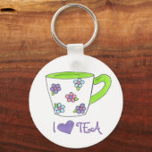 I Love Tea Ceramic Cup Teacup Heart Keychain (Voorkant)