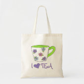 I Love Tea Floral Print Ceramic Teacup Tas (Voorkant)