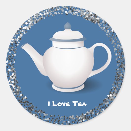 I Love Tea, populair ontwerp Ronde Sticker (Voorkant)