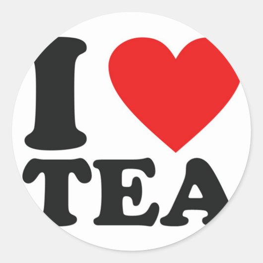 I Love Tea Ronde Sticker (Voorkant)