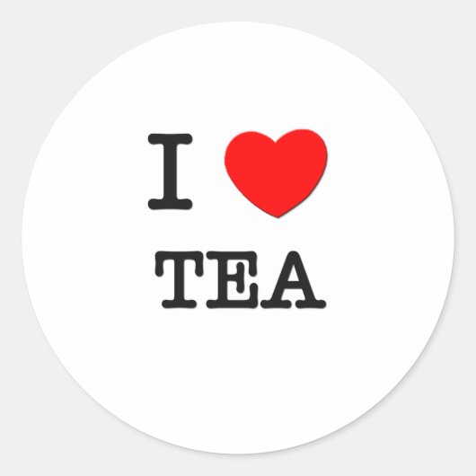 I Love Tea Ronde Sticker (Voorkant)