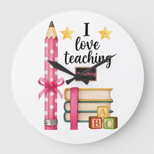 I love teaching reading teacher clock grote klok (Voorkant)