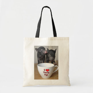 I Love Teacup Pigs Cotton Bag Tote Bag