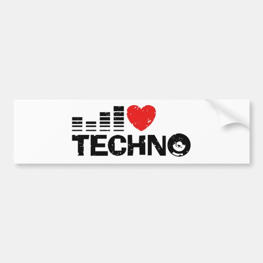 I Love Techno Bumpersticker (Voorkant)