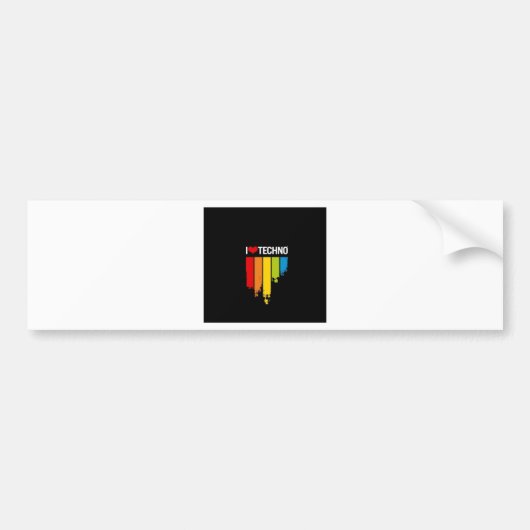 I Love Techno Bumpersticker (Voorkant)