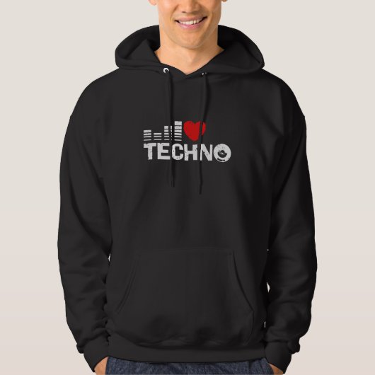 I Love Techno Hoodie (Voorkant)
