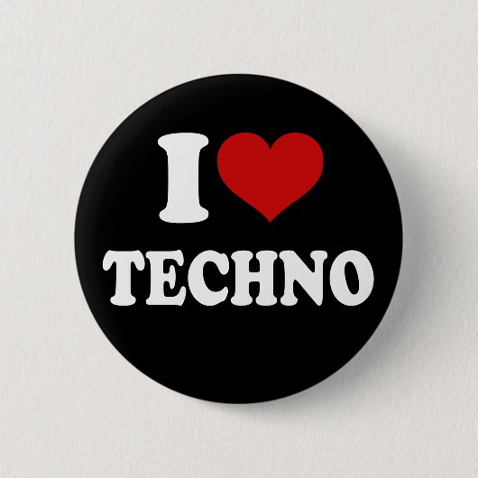I Love Techno Ronde Button 5,7 Cm (Voorkant)