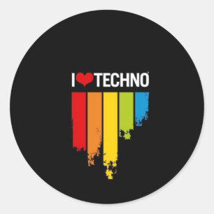 I Love Techno Ronde Sticker
