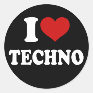 I Love Techno Ronde Sticker