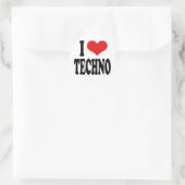 I Love Techno Ronde Sticker (Tas)
