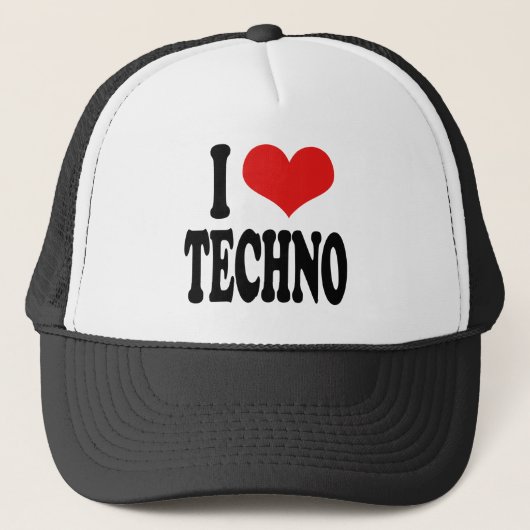 I Love Techno Trucker Pet (Voorkant)