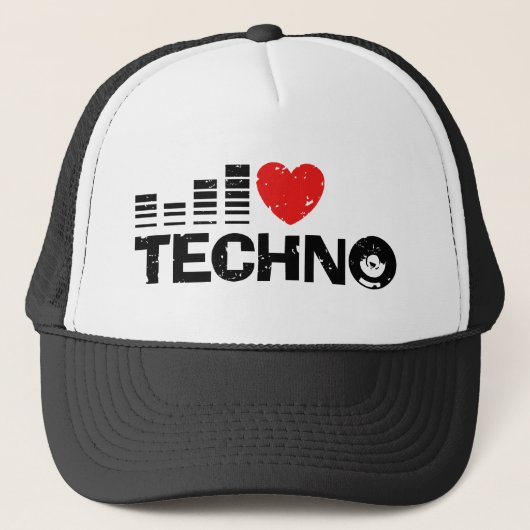 I Love Techno Trucker Pet (Voorkant)