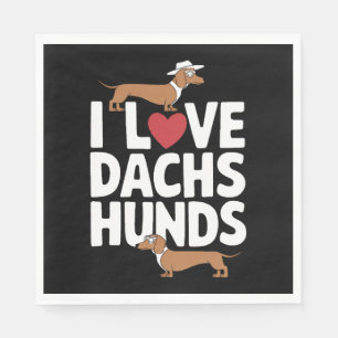 I Love Teckels Fun Graphic voor Hondenliefhebbers Servet