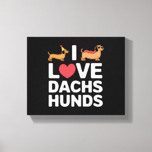 I Love Teckels Leuke illustratie met Cool Canvas Afdruk