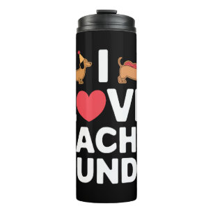 I Love Teckels Leuke illustratie met Cool Thermosbeker