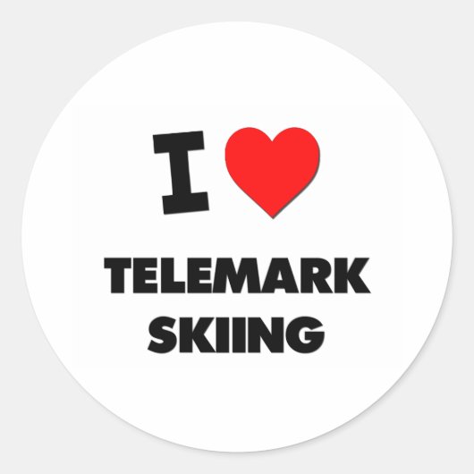 I Love Telemark Skiing Ronde Sticker (Voorkant)