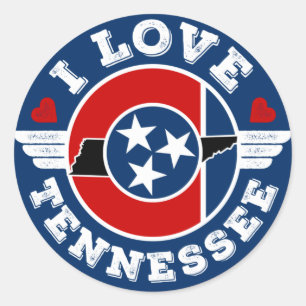 I Love Tennessee State Flag and Map Ronde Sticker