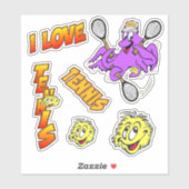 I Love Tennis Cartoon Sticker Set (Vel)