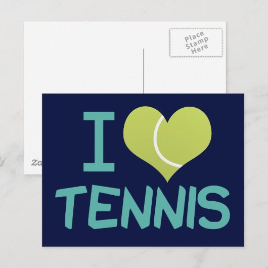 I Love Tennis Cute Briefkaart (Voorkant / Achterkant)