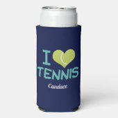 I Love Tennis Cute Custom Personalized Navy Blue Seltzer Blikjeskoeler (Seltzer Achterkant)