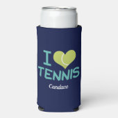 I Love Tennis Cute Custom Personalized Navy Blue Seltzer Blikjeskoeler (Seltzer Voorkant)