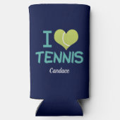 I Love Tennis Cute Custom Personalized Navy Blue Seltzer Blikjeskoeler (Achterkant)