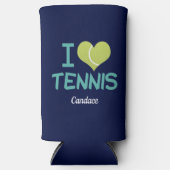 I Love Tennis Cute Custom Personalized Navy Blue Seltzer Blikjeskoeler (Voorkant)