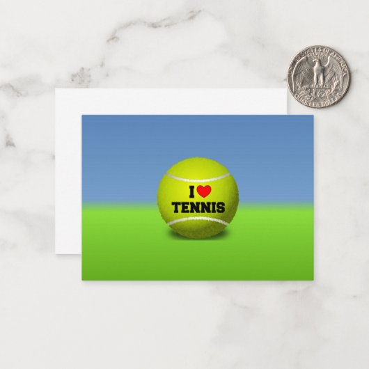 I Love Tennis - kleurrijk design Notitiekaartje (Voorkant / Achterkant in situ)