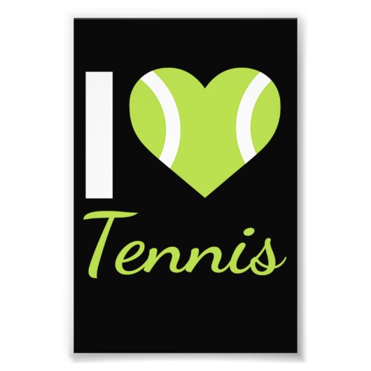 I Love Tennis Racket Ball Foto Afdruk (Voorkant)