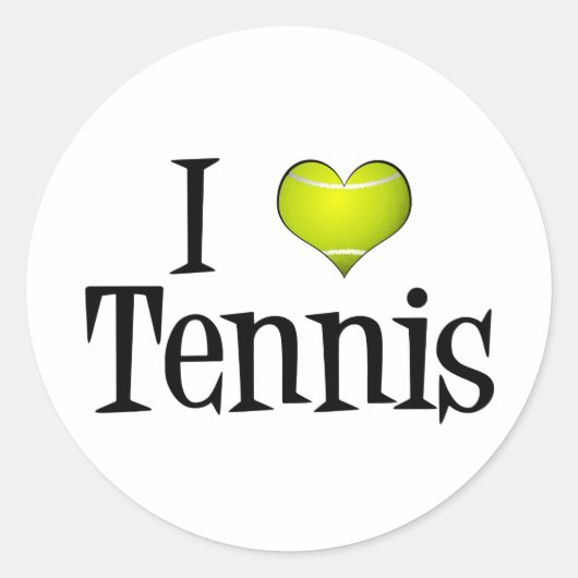 I Love Tennis Ronde Sticker (Voorkant)