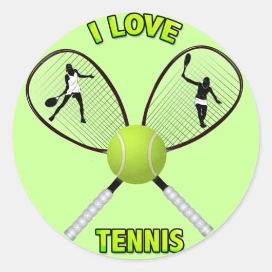 I LOVE TENNIS RONDE STICKER (Voorkant)