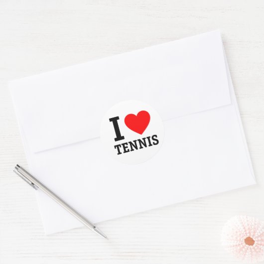I Love Tennis Ronde Sticker (Envelop)