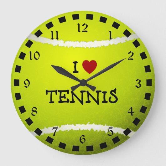 I Love Tennis - Tennis Ball Grote Klok (Voorkant)