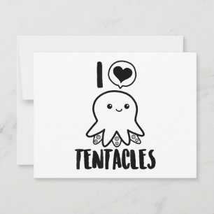 I Love Tentacles T-shirt Schattige Octopus T-shirt Bedankkaart