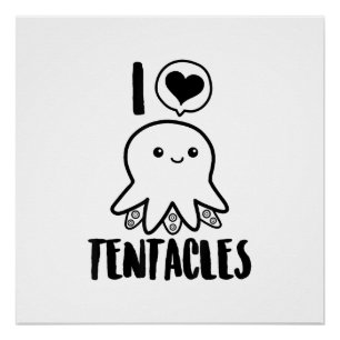 I Love Tentacles T-shirt Schattige Octopus T-shirt Perfect Poster