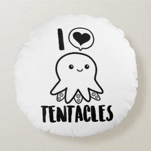 I Love Tentacles T-shirt Schattige Octopus T-shirt Rond Kussen