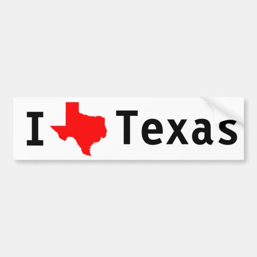 I Love (Texas) Bumpersticker (Voorkant)