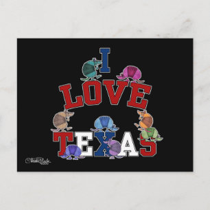 I Love Texas-Colorful Armadillos Briefkaart