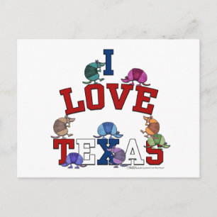 I Love Texas-Colorful Armadillos Briefkaart
